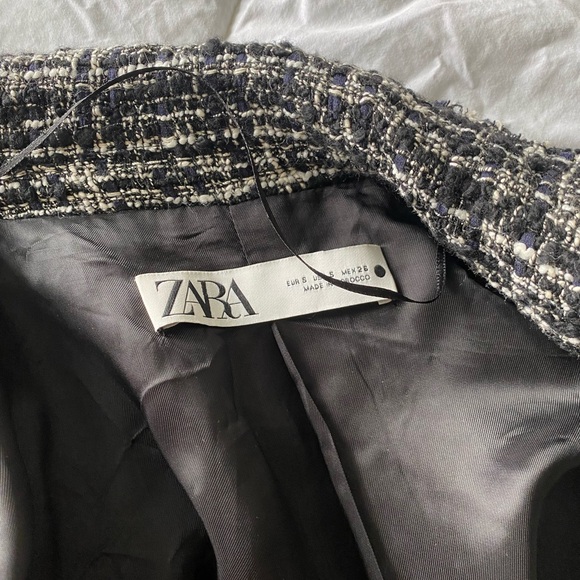 Zara reworked/handmade cropped tweed blazer/jacket size small - Picture 5 of 6